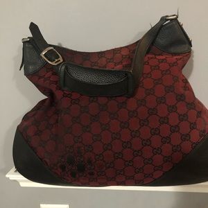 Gucci canvas and leather GG monogram bag